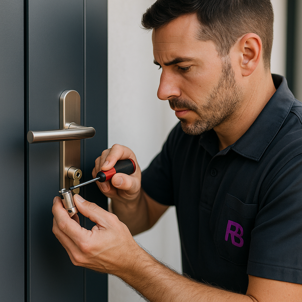 Serrurier professionnel au travail